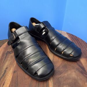 MEZLAN Diablo Men's Leather Fisherman Sandals Made In Spain Men's 12 Black